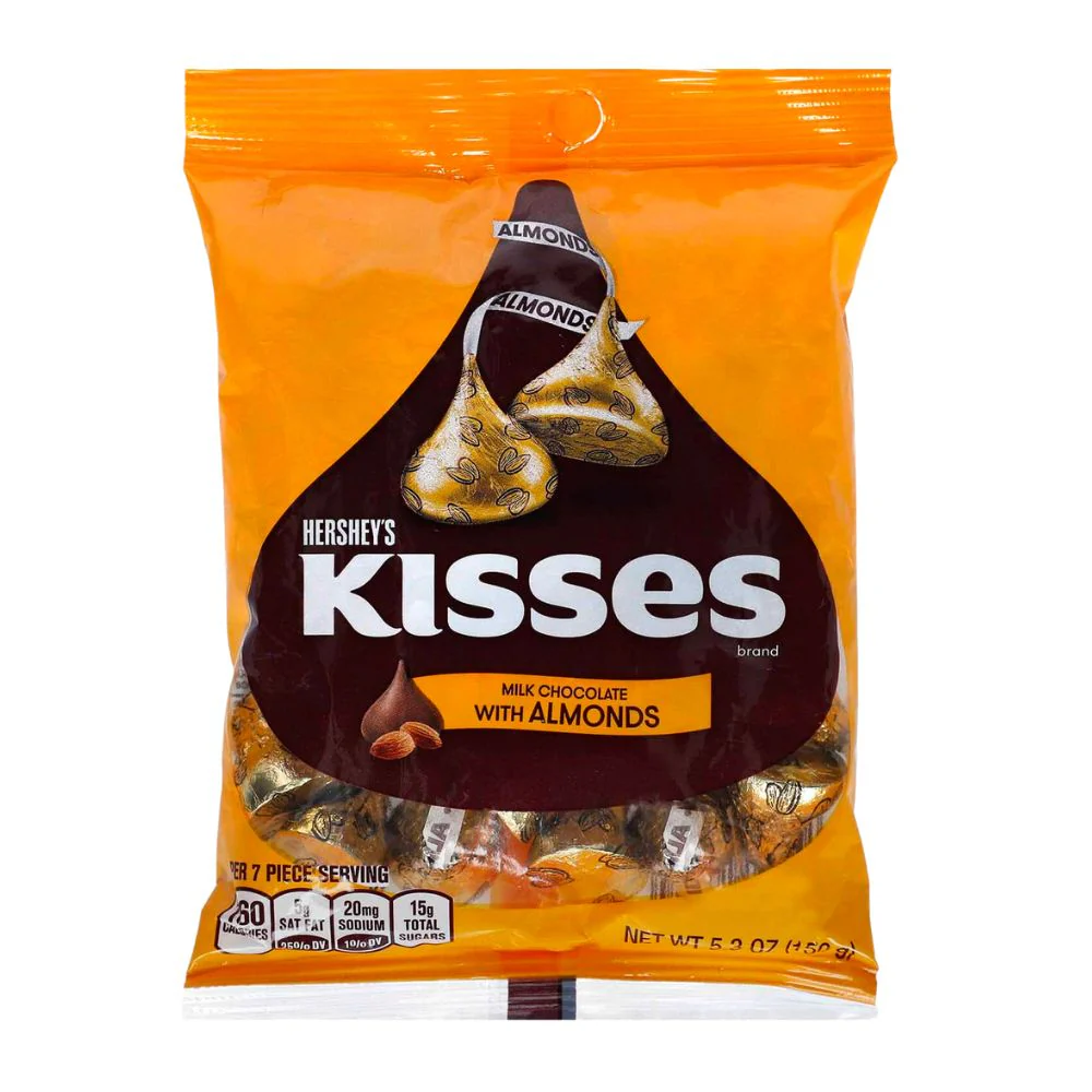 Hershey's Kisses with almond, cioccolatini al latte con mandorle da 150g