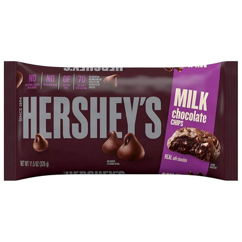 Hershey's Milk Chocolate Chips Backing Pieces, confezione di gocce di cioccolato da 326g