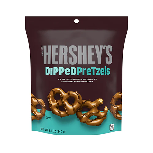 Hershey's Milk Chocolate Dipped Pretzels, pretzel rivestiti di cioccolato al latte e fondente da 120g