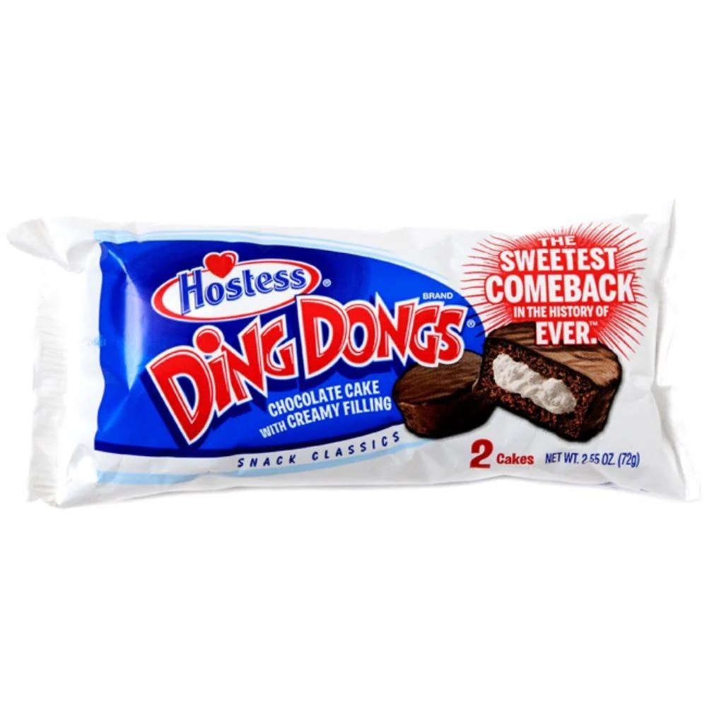 Hostess Ding Dongs 2 Pack, due tortine al cioccolato con crema alla vaniglia da 72g