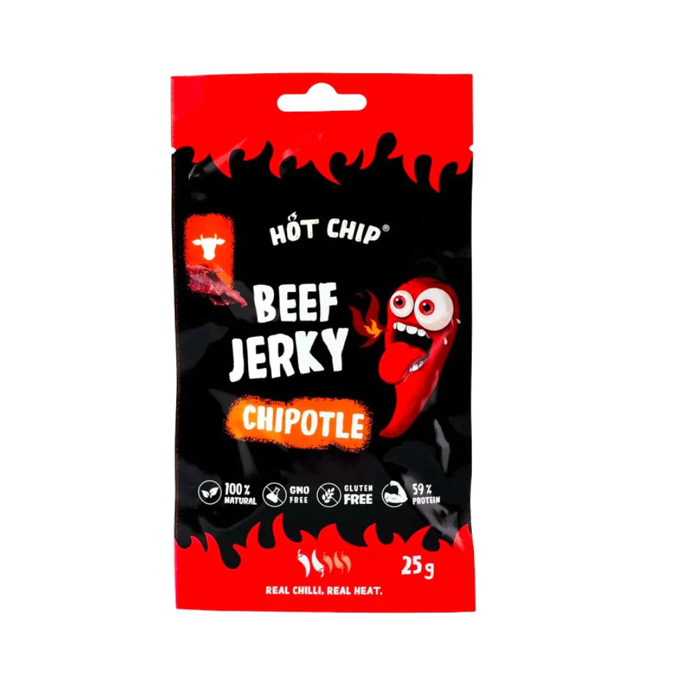 Hot Chip Beef Jerky Chipotle, carne secca al gusto chipotle da 25g