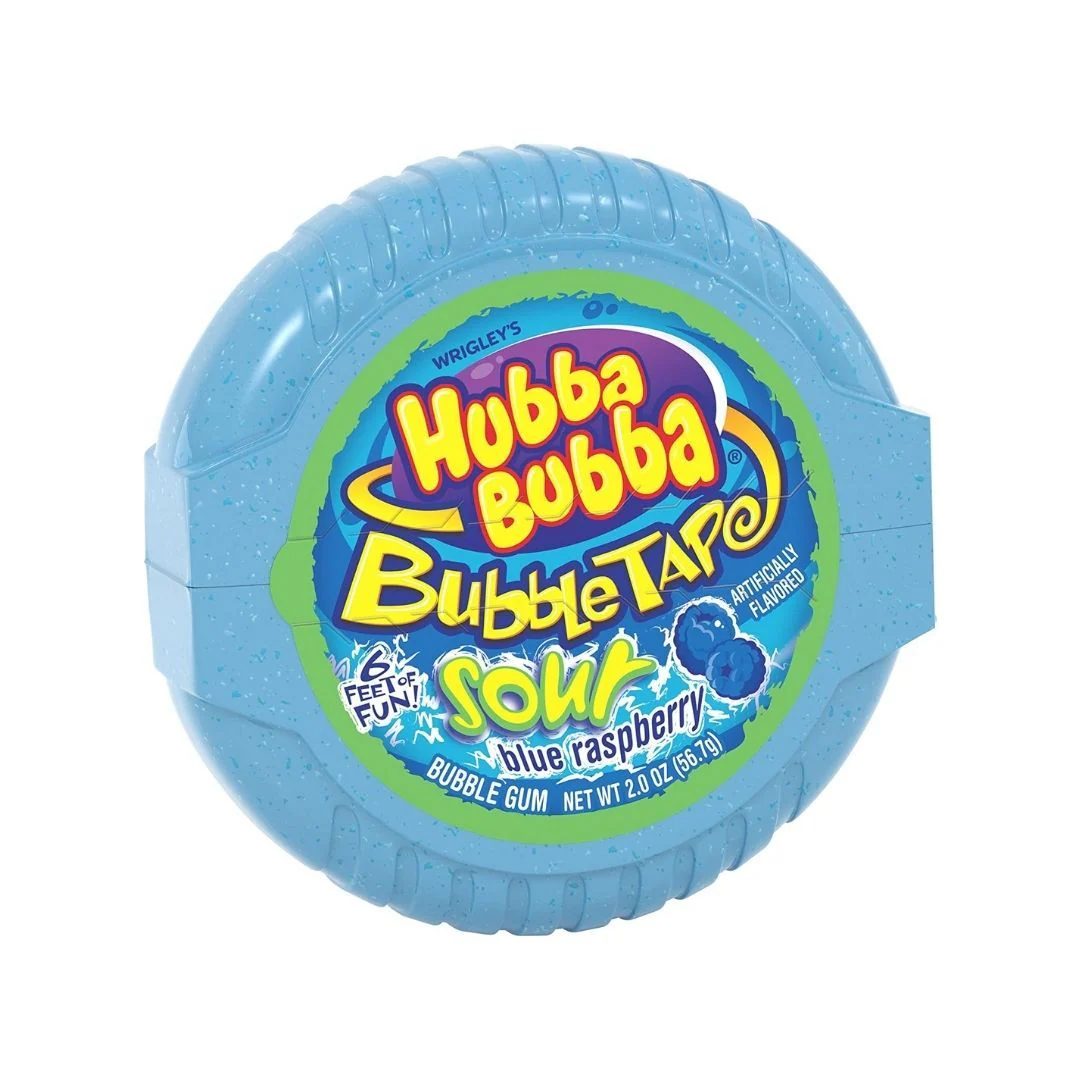 Hubba Bubba Bubble Tape Sour Blue Raspberry, chewing gum al mirtillo blu da 56.7g