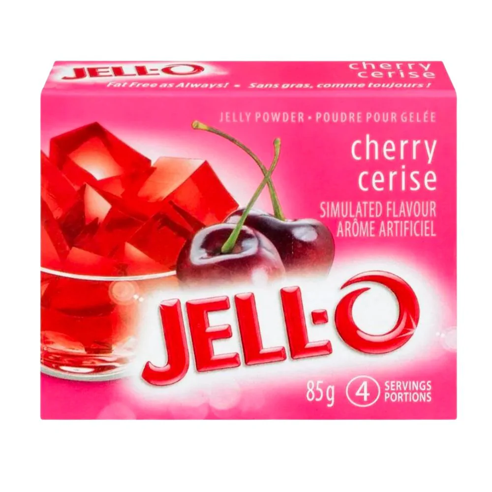 Jell-o Cherry, preparato per gelatina dolce alla ciliegia da 85g