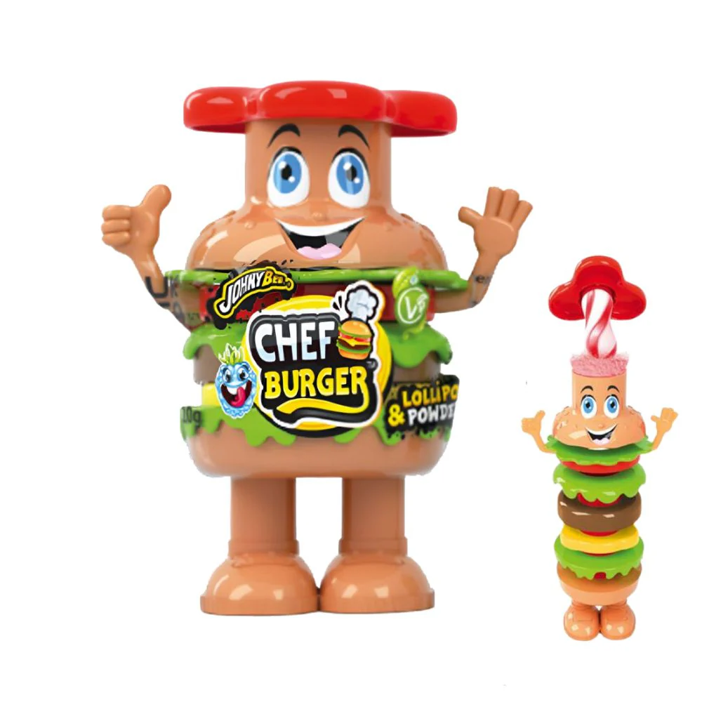 Johny Bee Chef Burger Lollipop & Powder, lecca lecca con polverina gusto a sorpresa da 20g