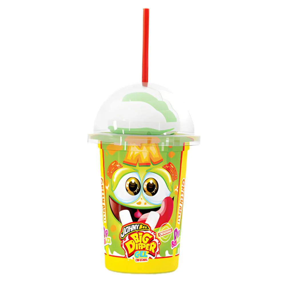 Johny Bee Green Apple Big Dipper Gel, lecca lecca con gel al gusto di mela verde da 50g