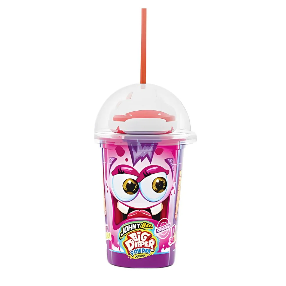 Johny Bee Strawberry Big Dipper Powder, lecca lecca con polverina al gusto di fragola da 47g