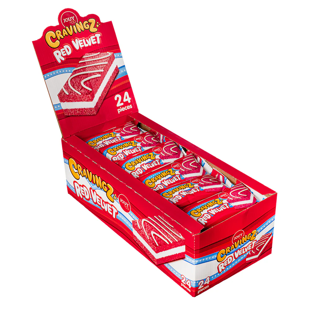 Jouy&Co Cravingz Red Velvet, merendina al gusto di red velvet da 40g (confezione da  24)