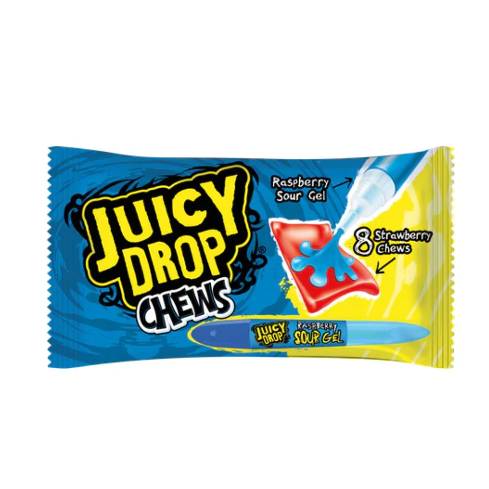 Juicy Drop Chew Raspberry Gel, caramelle gommose ai mirtilli con gel aspro da 67g