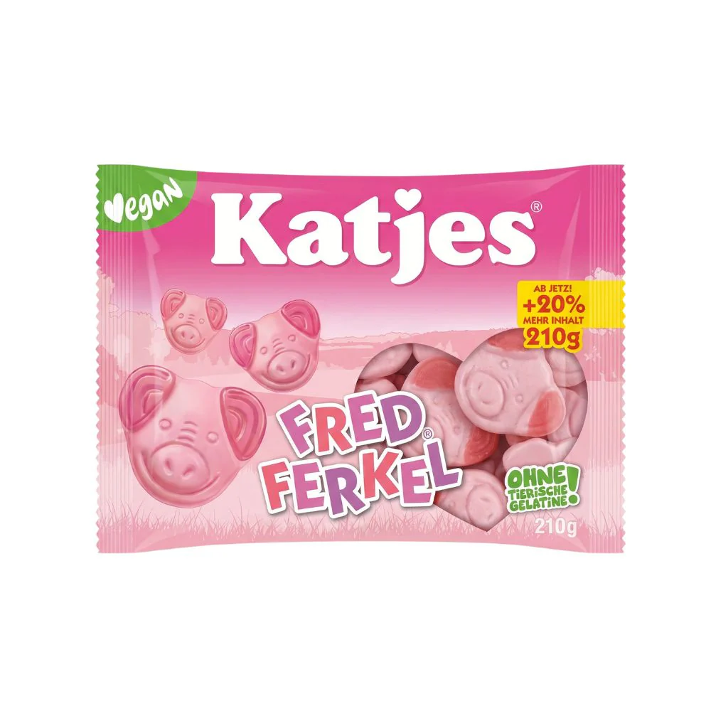 Katjes Fred Ferkel, caramelle gommose al gusto di fragola e lampone da 210g