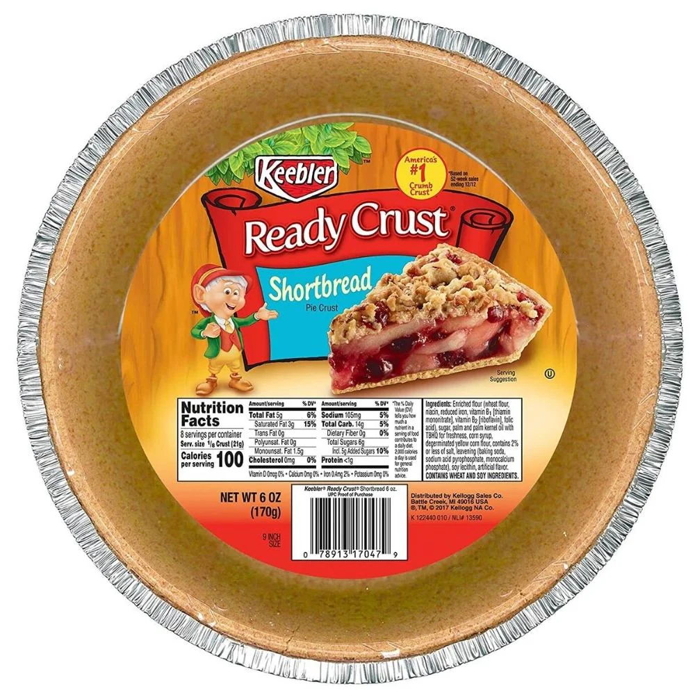 Keebler Ready Crust Shortbread Pie Crust, base di pasta frolla per torte al burro scozzese da 170g