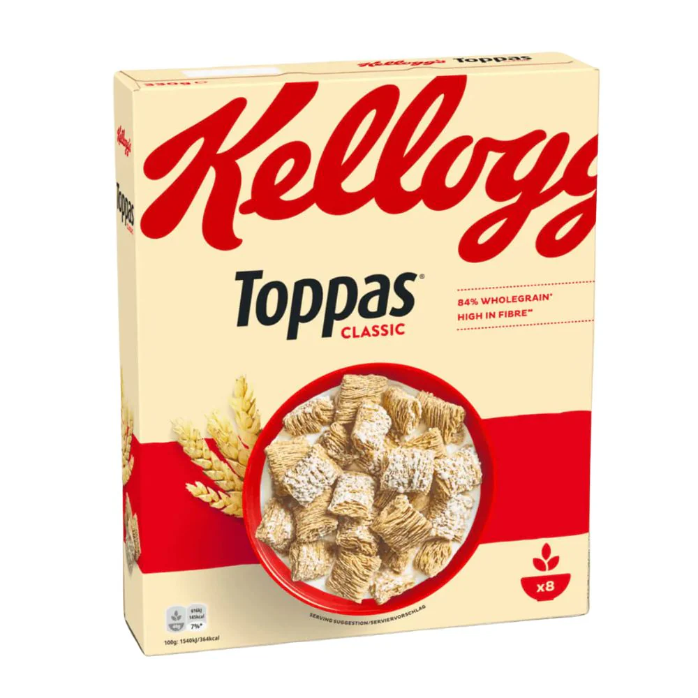 Kellogg's Toppas, cereali con frumento integrale da 330g