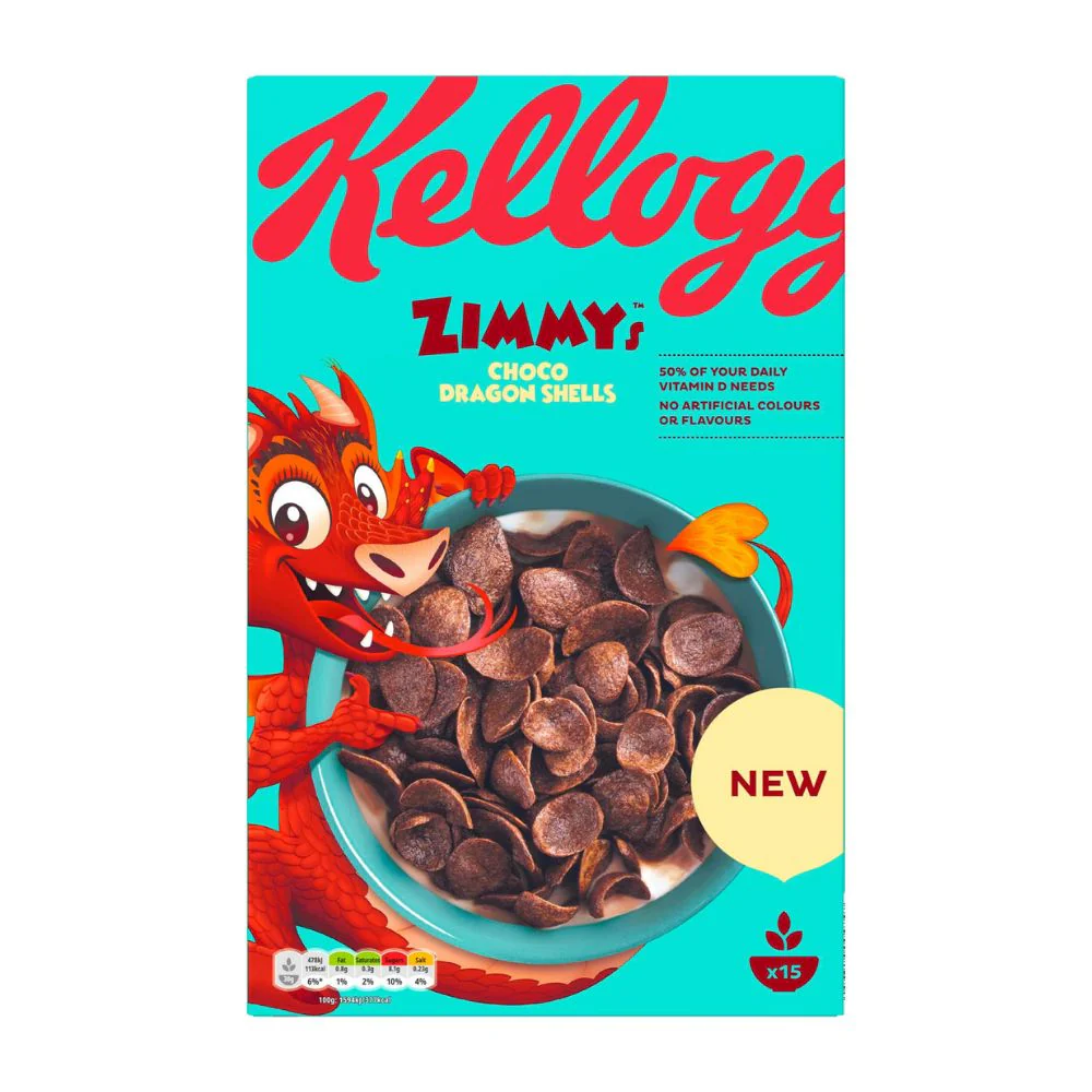 Kellogg's Zimmy's Dragon Shells, cereali di frumento al cioccolato da 450g