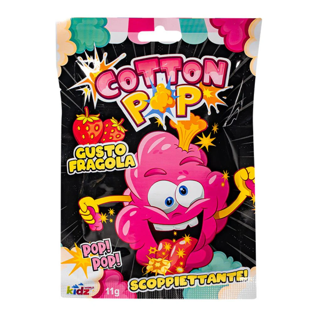 Kidz Cotton Pop, zucchero filato al gusto di fragola scoppiettante da 11g