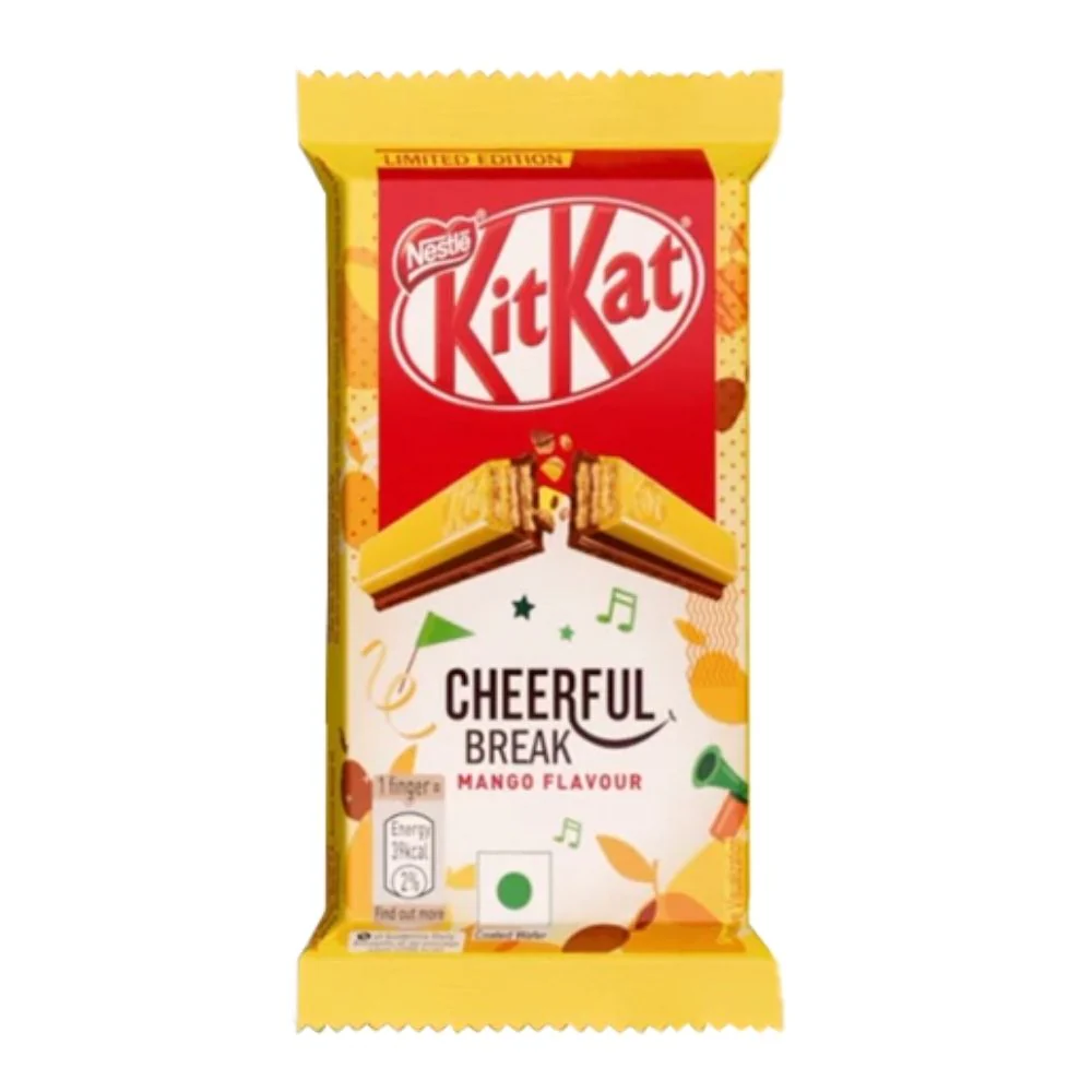 Kit Kat Cheerful Break Mango, wafer ricoperto da crema al cioccolato e al mango da 27.5g