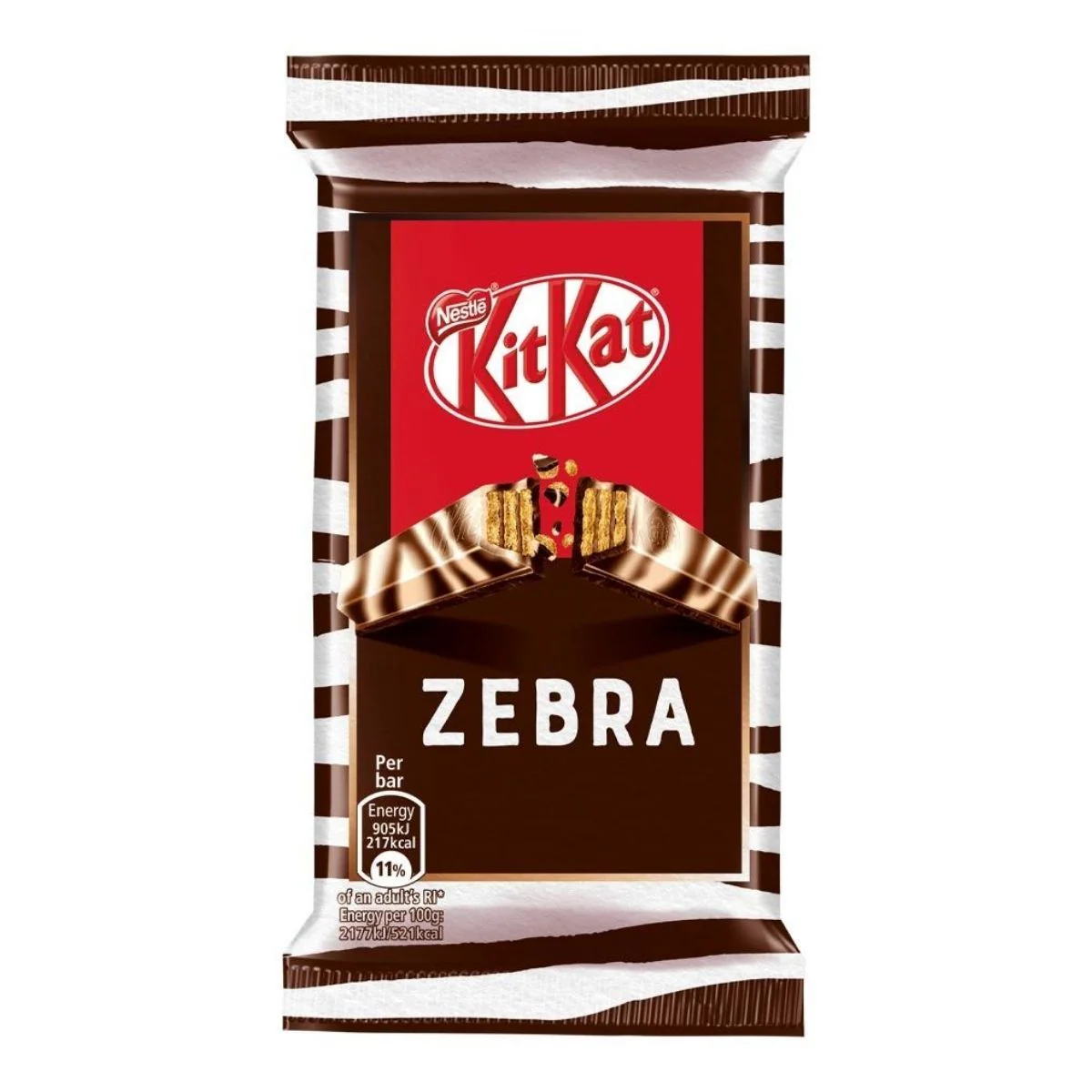 Kit Kat Zebra Dark & White, wafer ricoperto di cioccolato bianco e nero da 41.5g