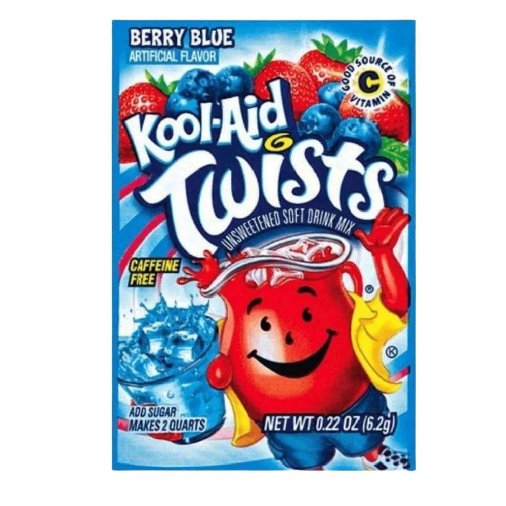 Kool Aid Twists Berry Blue, preparato per bevande al mirtillo da 6.2g