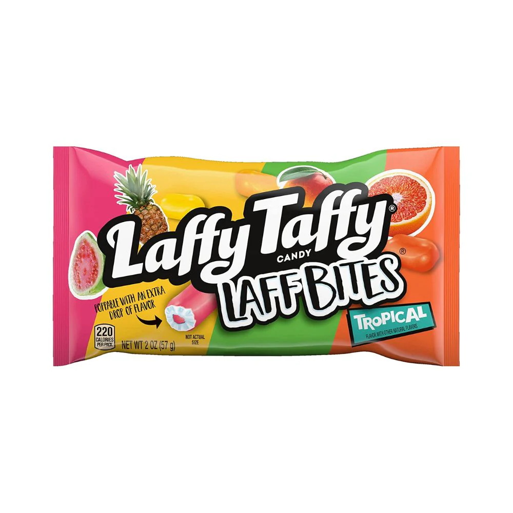 Laffy Taffy Laff Bite Tropical, caramella morbida al gusto di frutta tropicale da 57g