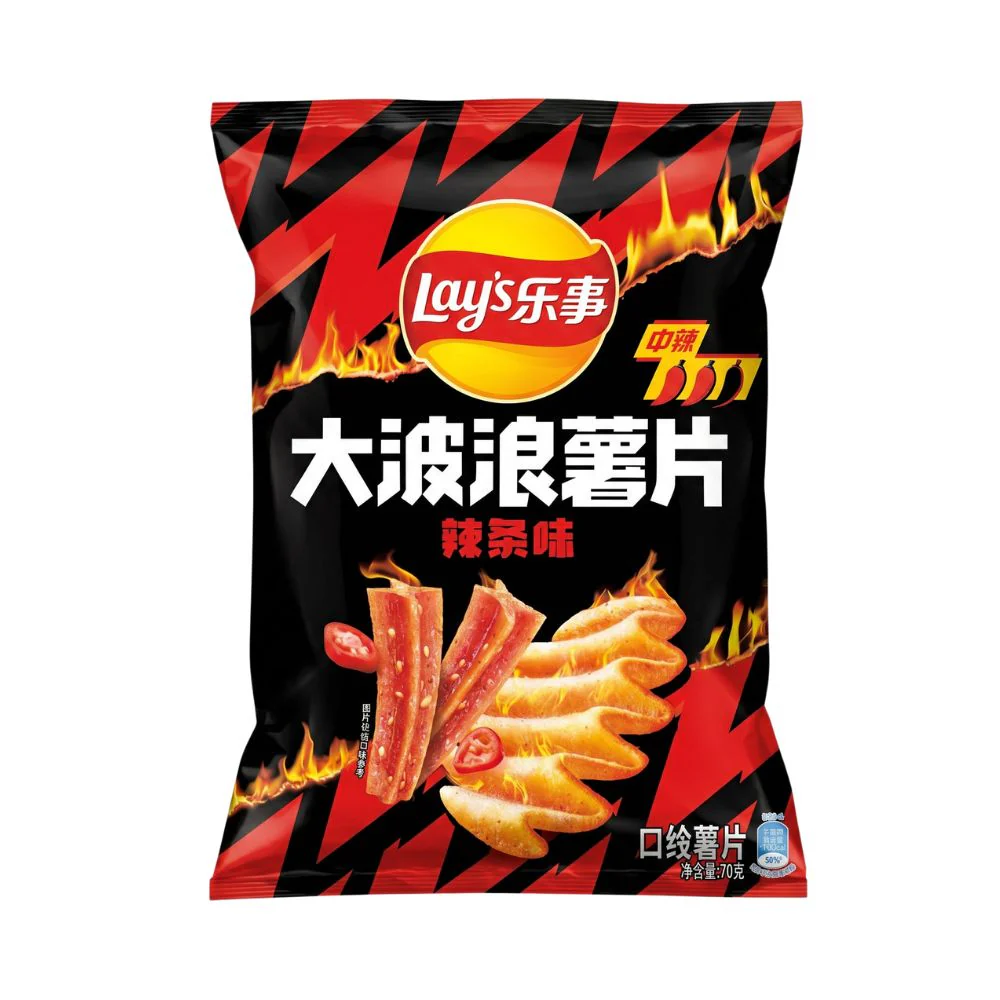 Lay's Big Wave Spicy Strip, chips di patatine al gusto di latiao da 70g