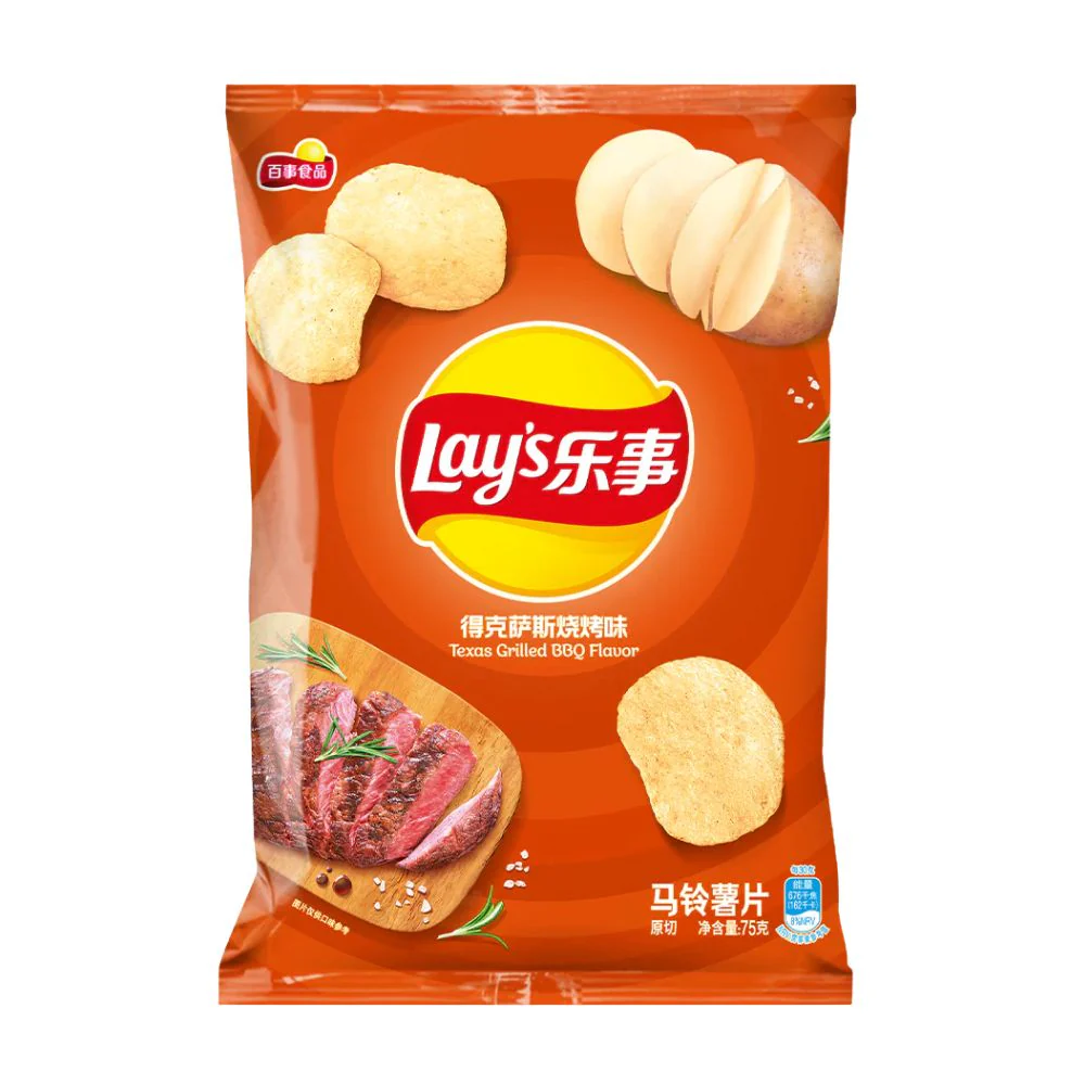 Lay's Texas Grilled BBQ Flavor, patatine al gusto di carne da 70g