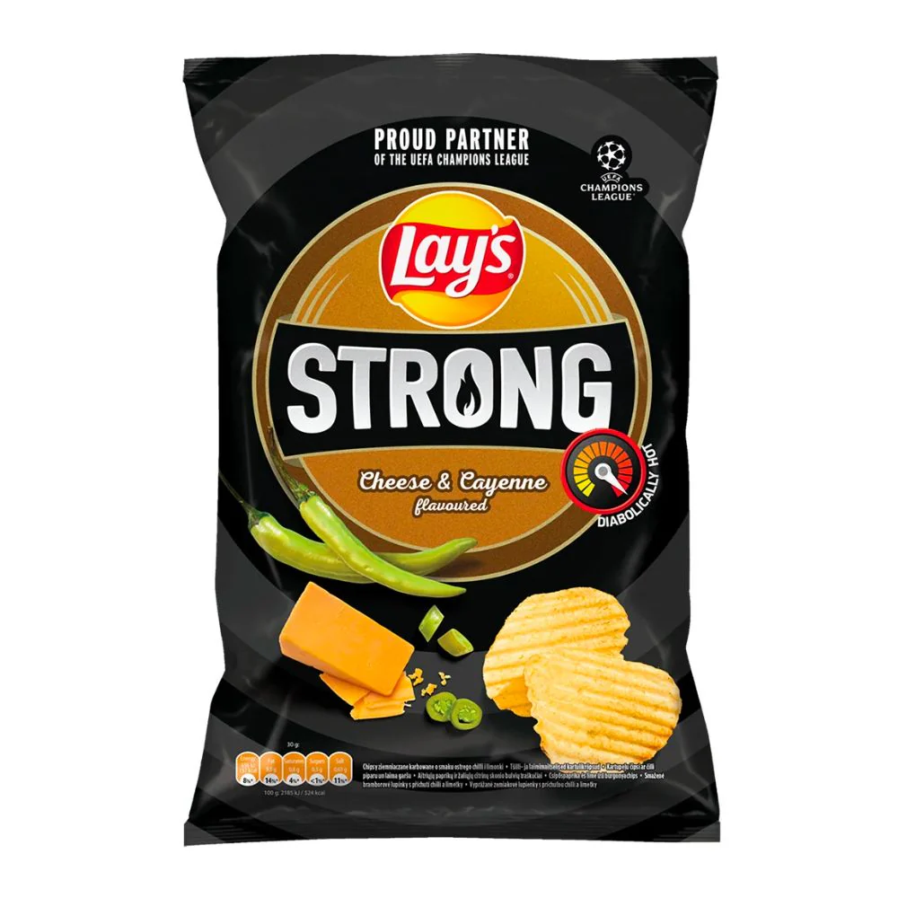 Lay’s Strong Cheese & Cayenne, patatine piccanti al formaggio e al pepe da 120g