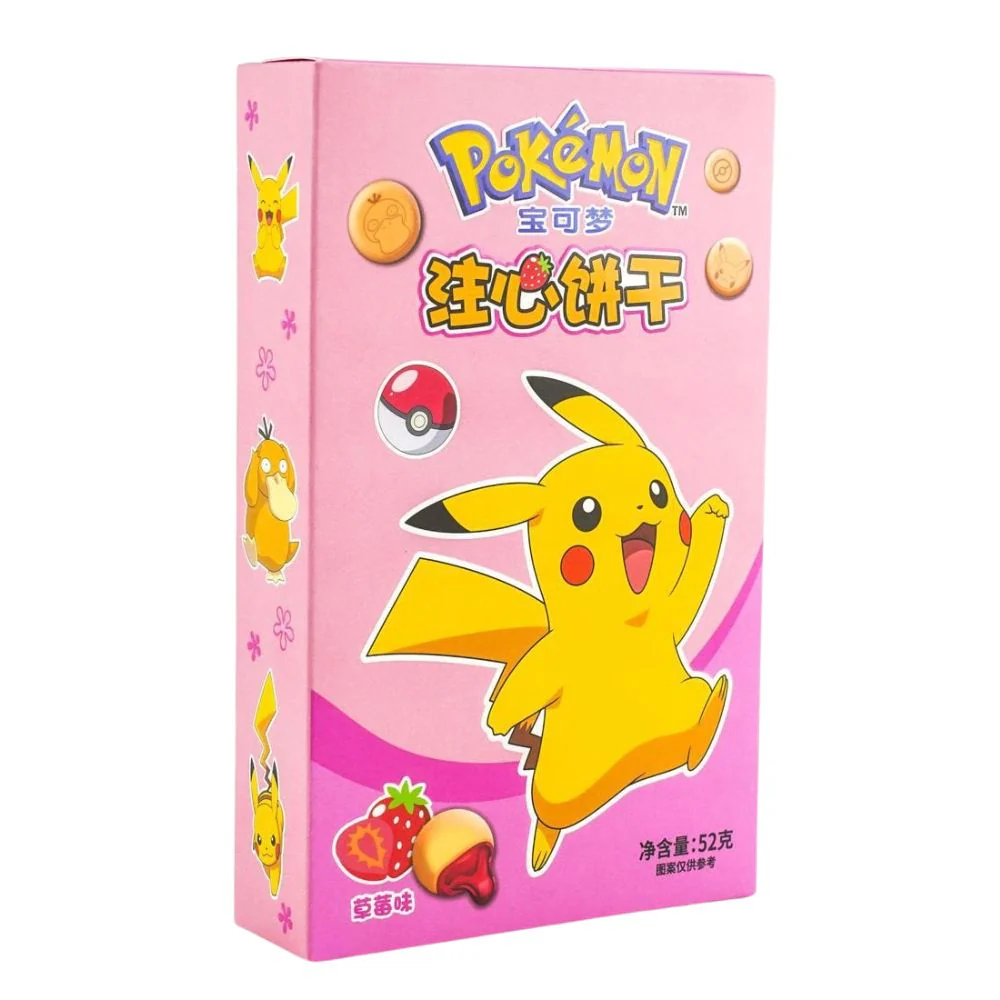 Leda Pokemon Strawberry Filled Biscuit, biscotti ripieni di crema al gusto di fragola da 52g