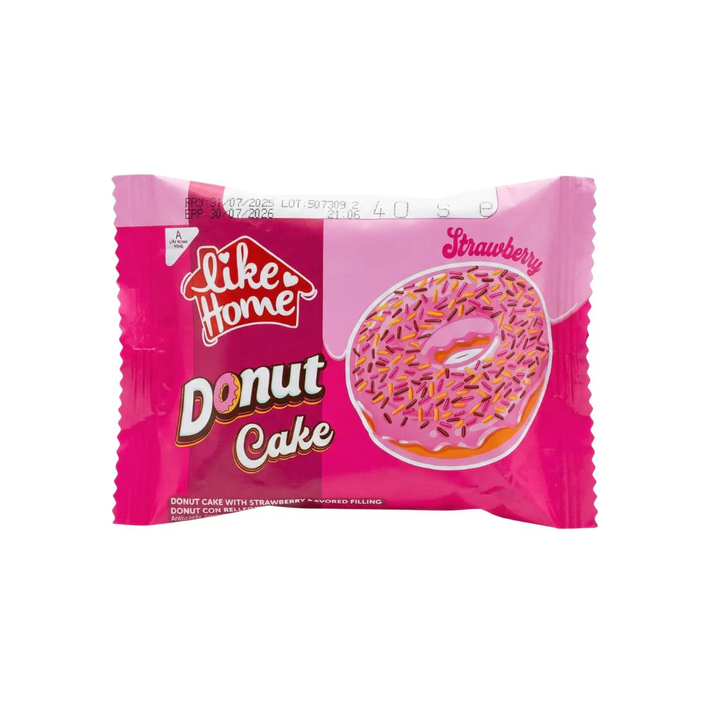 Like Home Donut Cake Strawberry, ciambella ricoperta di glassa al gusto di fragola da 40g