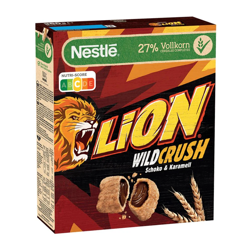 Lion Wild Crush, cereali ripieni di crema al cacao da 360g