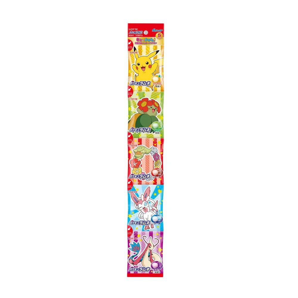 Lotte Pokemon Ramune Candy, 5 sacchetti di caramelle alla frutta da 67g