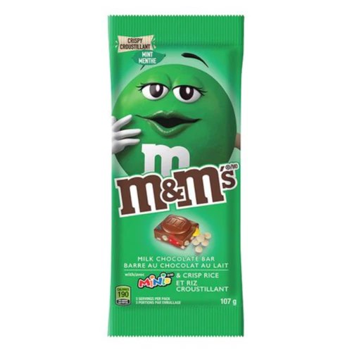 M&M's Mint Bar, barretta di cioccolato con menta e m&m's da 107.7g