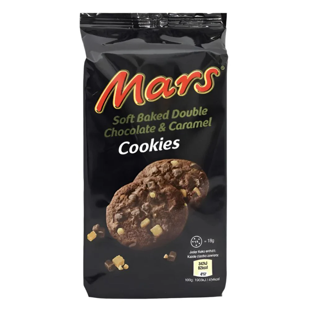 Mars Double Chocolate And Caramel Cookies, biscotti con pezzi di Mars da 162g