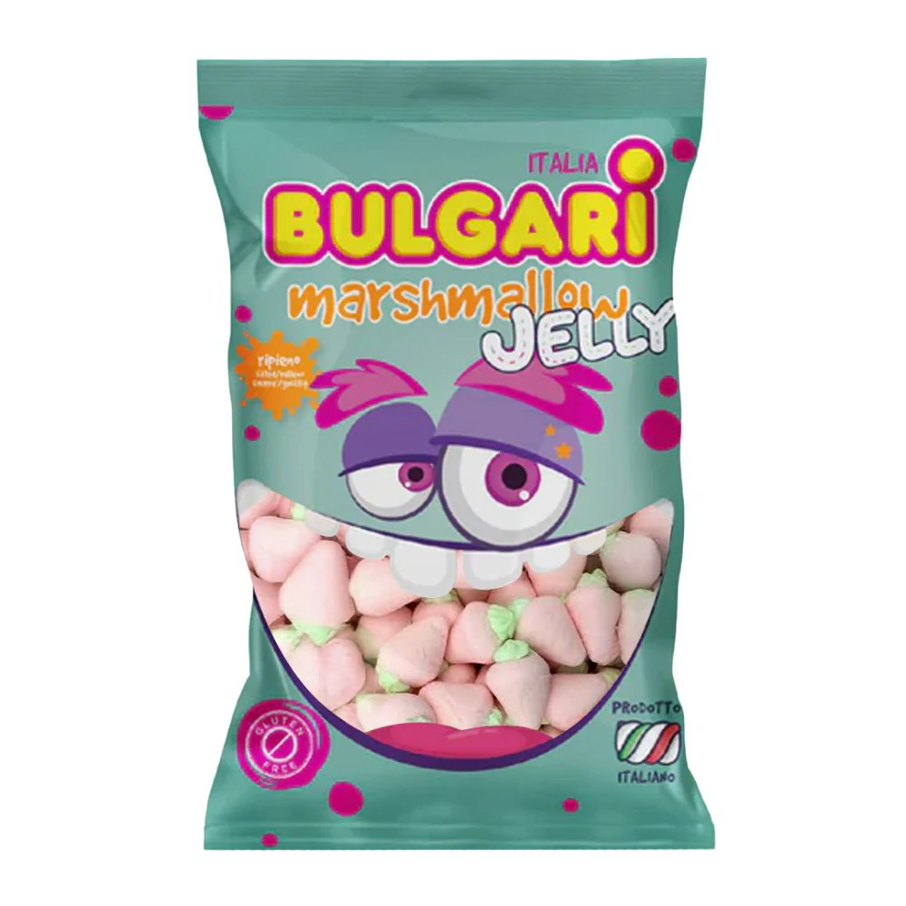 Marshmallow Jelly Fragole, marshmallow a forma di fragole ripiene di gelatina da 1kg