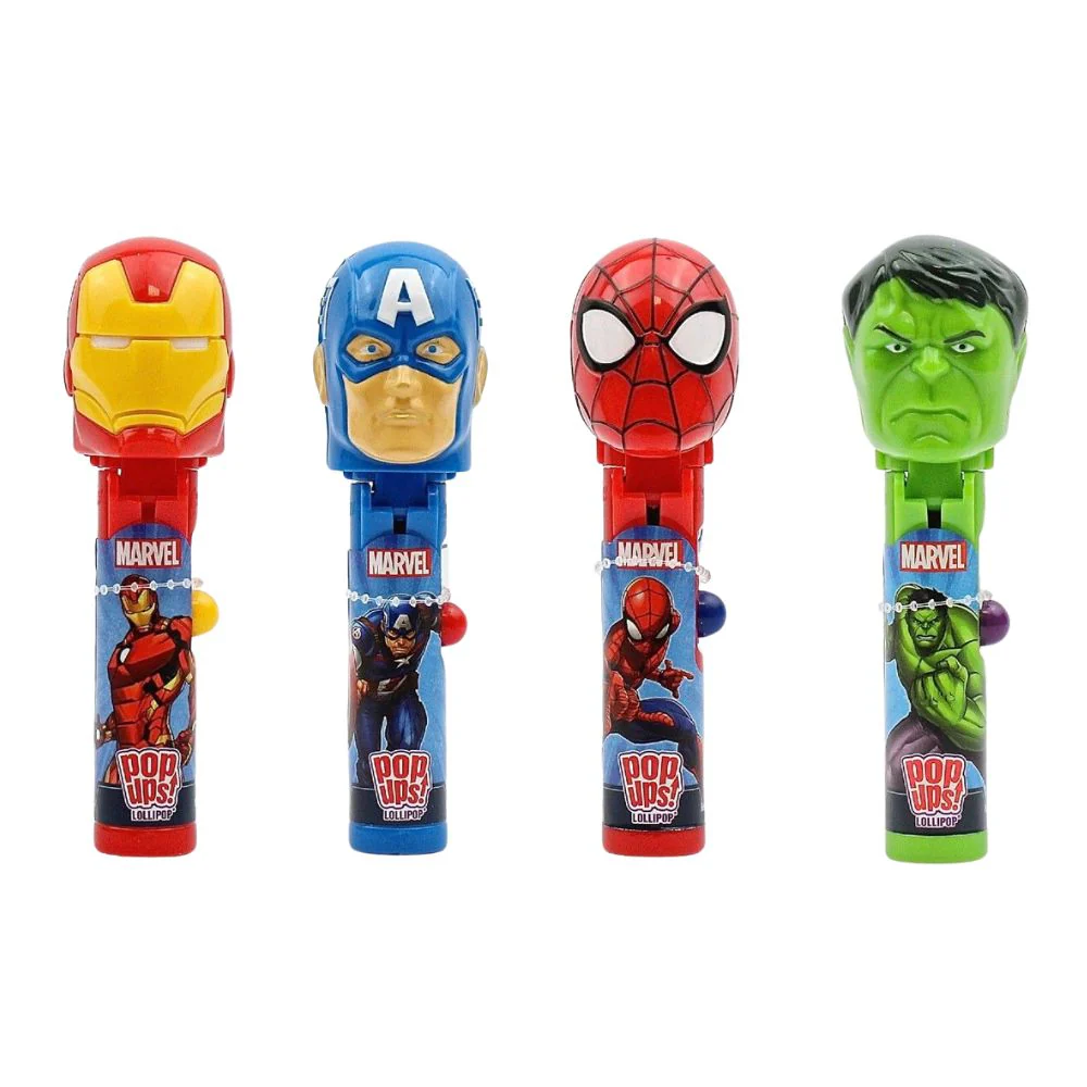 Marvel Pop Ups Lollipop, lecca lecca al gusto di fragola e personaggio a sorpresa da 10g