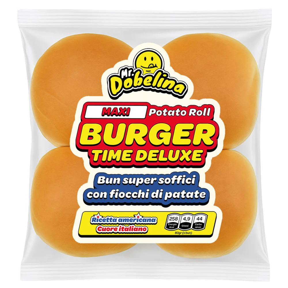 Burger Potato Roll MAXI, 4 bun di patate per burger formato MAXI da 80g