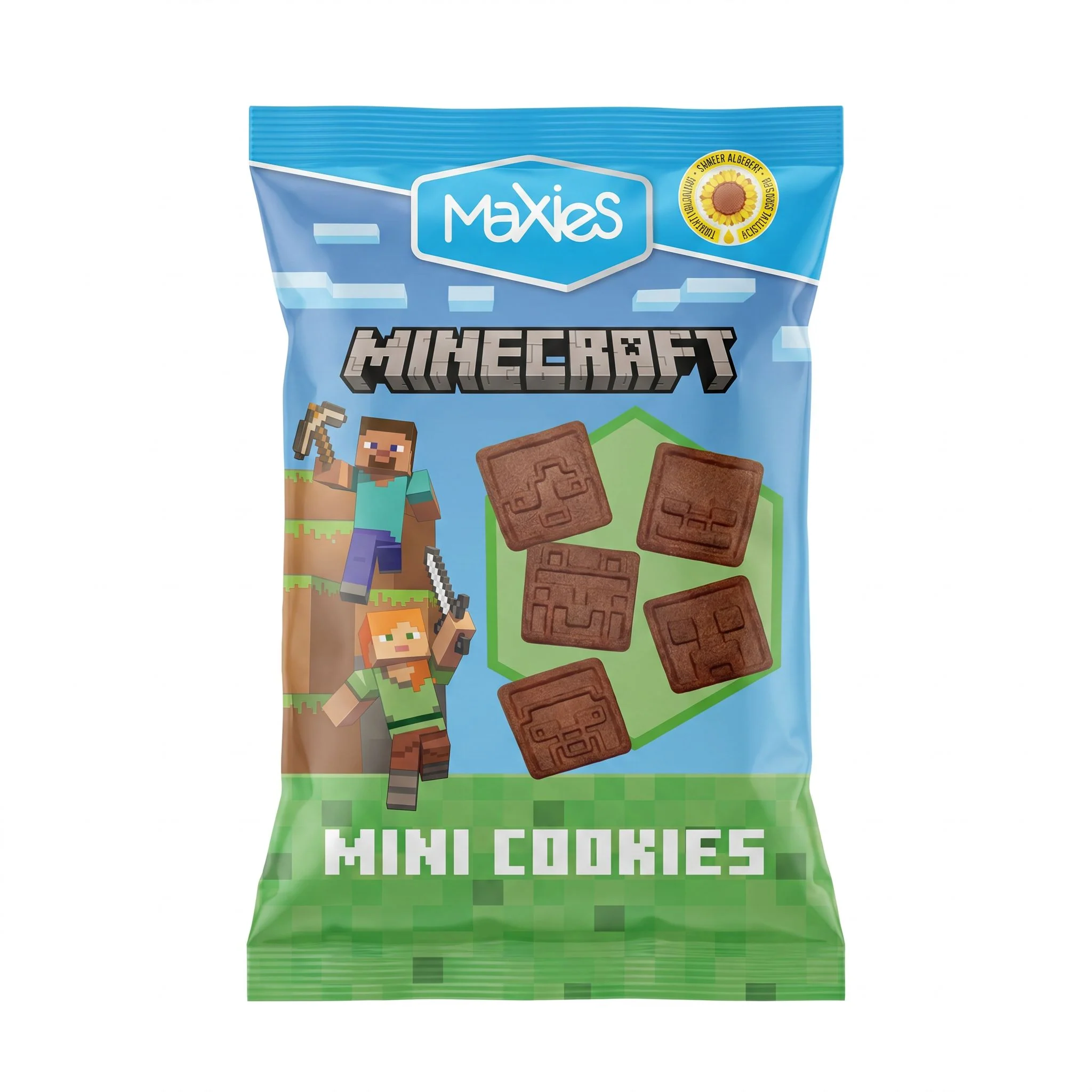 Maxies Minecraft Mini Cookies, mini biscotti al cioccolato da 100g