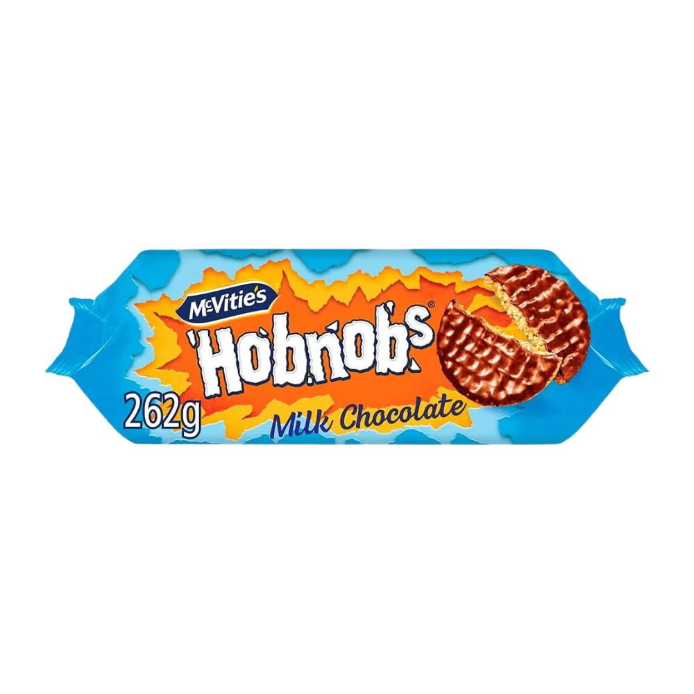 Mcvitie's Hobnobs Milk Chocolate Biscuits, biscotti d'avena ricoperti di cioccolato al latte da 262g