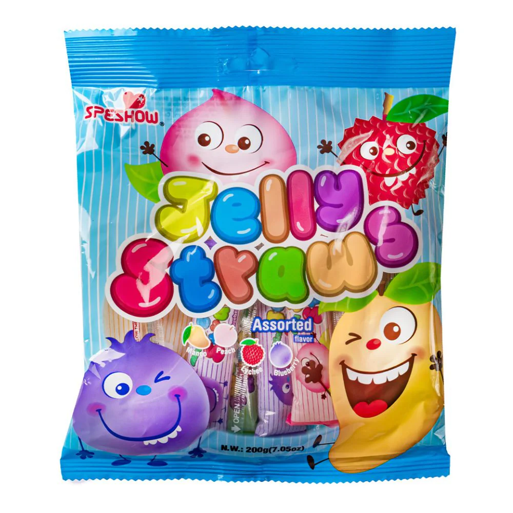 Mini Jelly Straws Assorted, gelatine alla frutta da 200g