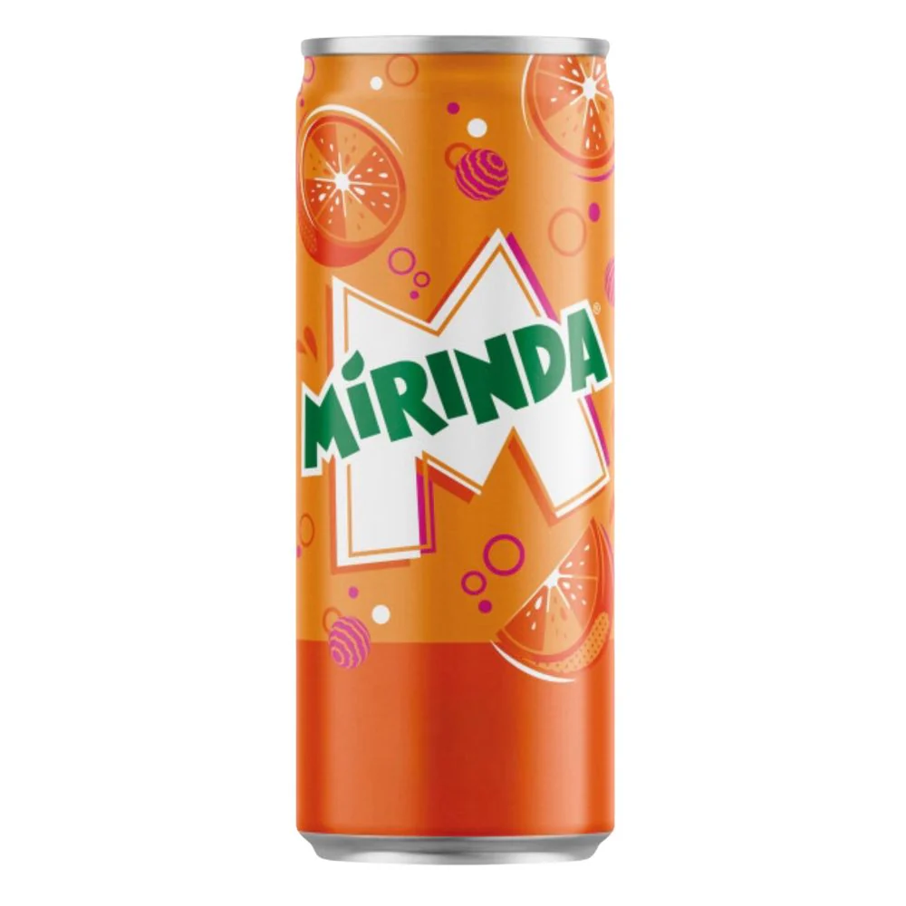 Mirinda Orange Sleek Can, bevanda analcolica al gusto d'arancia da 330ml