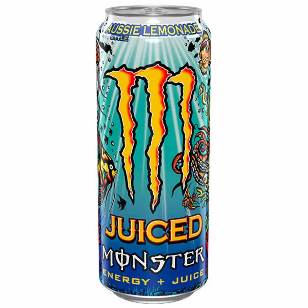 (Monster non da collezione, danneggiata) Monster Energy Aussie Lemonade, energy drink al gusto limonata da 500ml