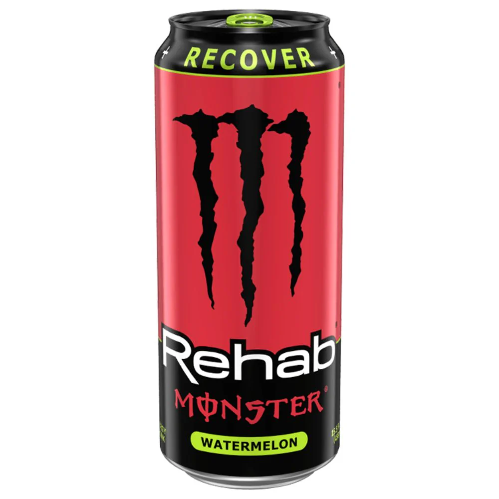 (Monster non da collezione, danneggiata) Monster Recover Rehab Watermelon, bevanda al gusto di anguria da 458ml
