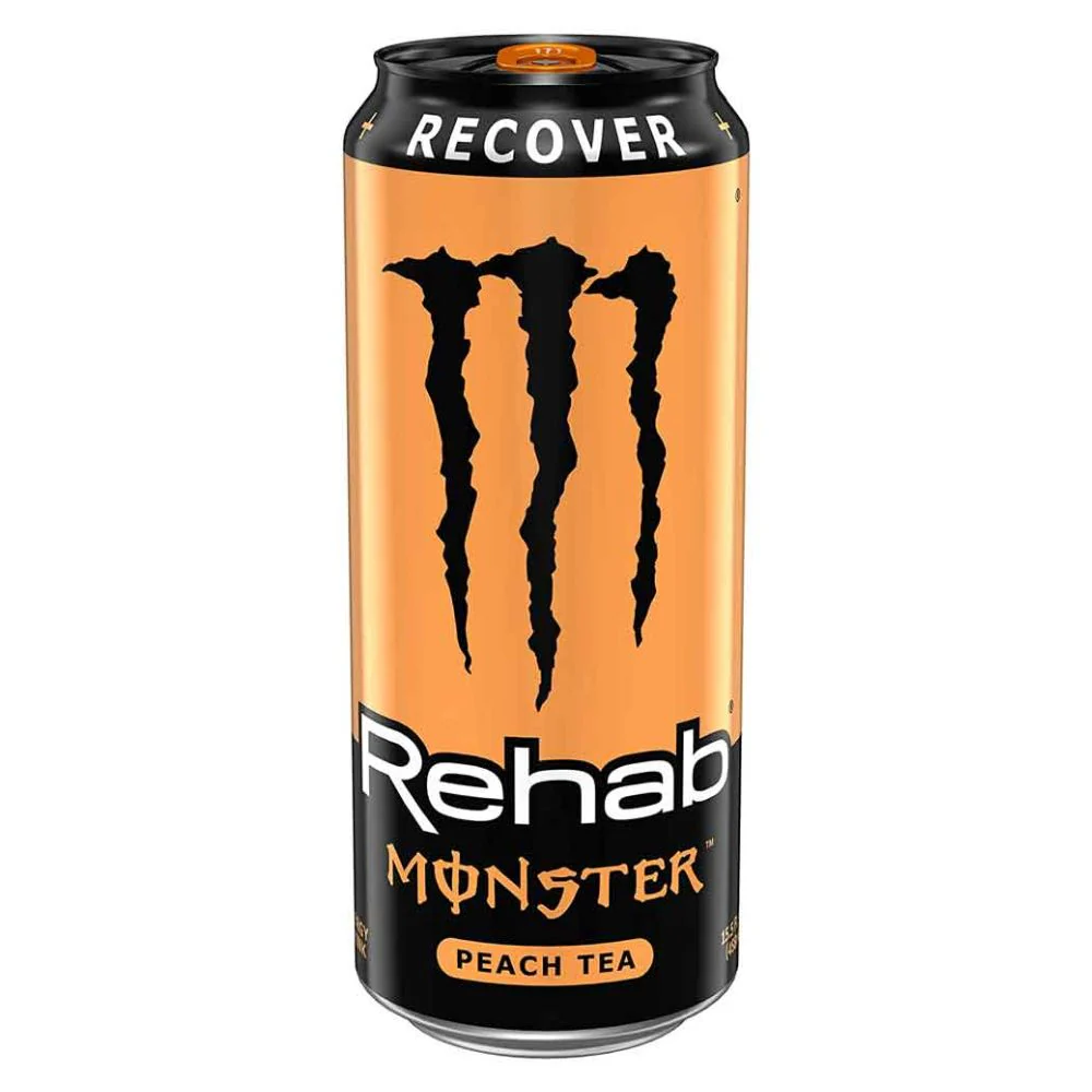 Monster Rehab Peach Tea, energy drink alla pesca da 458 ml | Lattina leggermente danneggiata