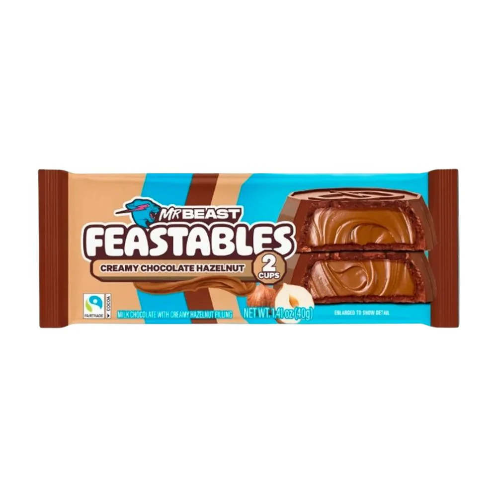 Mr Beast Feastbles Creamy Chocolate Hazelnut, cioccolato al latte con crema alla nocciola da 40g