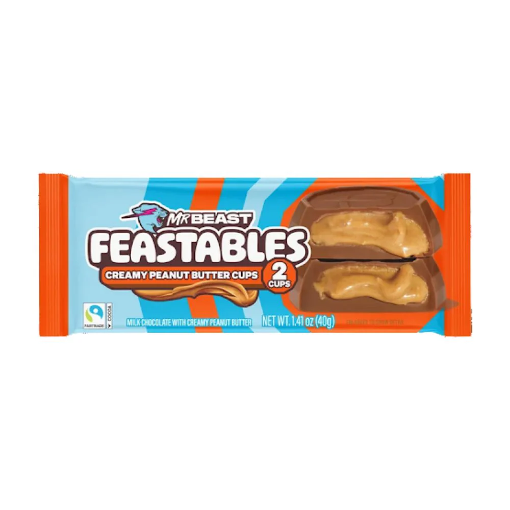 Mr Beast Feastbles Creamy Peanut Butter Cups, cioccolato al latte con burro di arachidi da 40g
