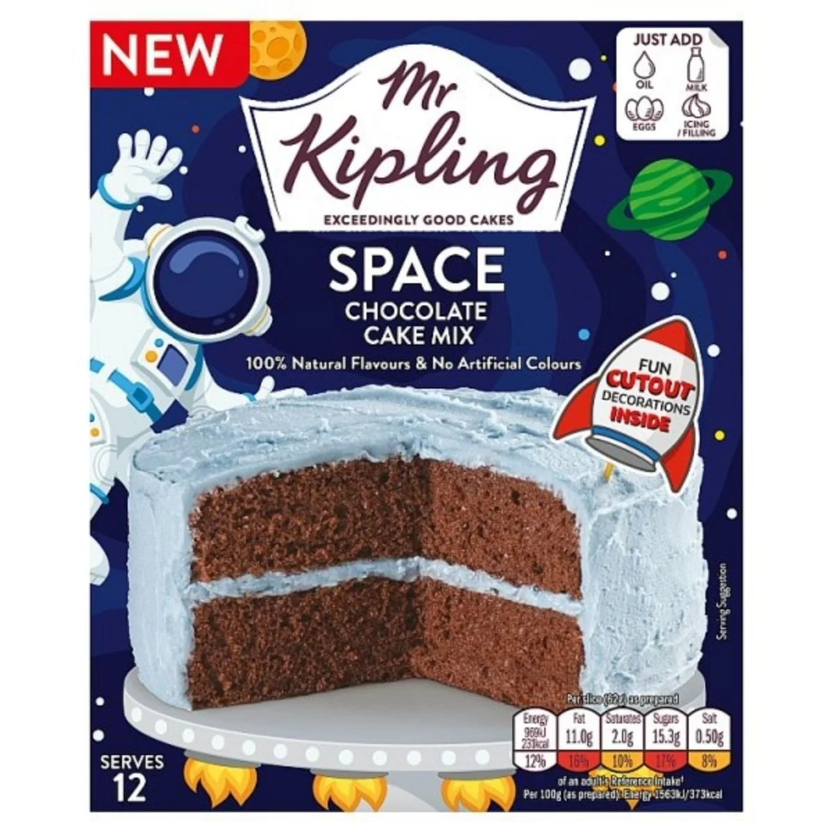 Mr Kipling Space Chocolate Cake Mix, preparato per torta al cioccolato da 400g