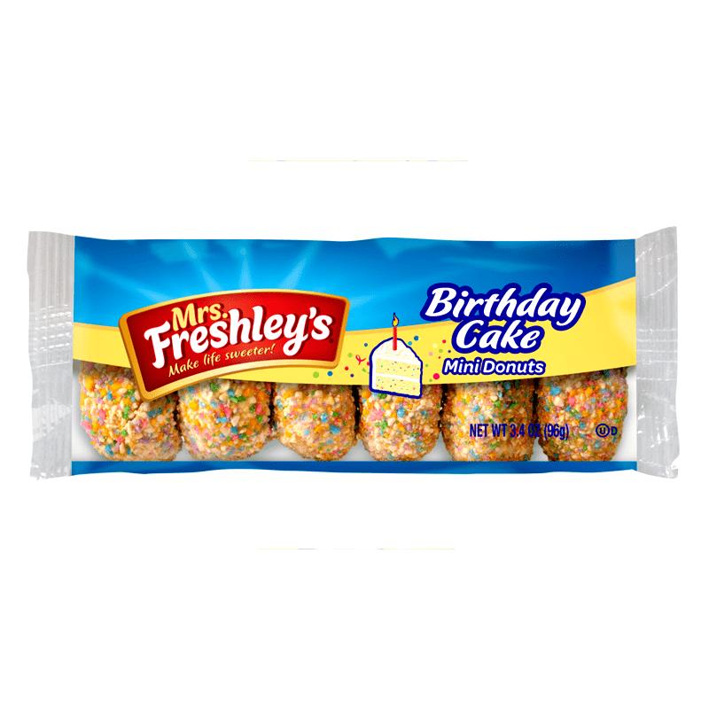 Mrs. Freshley's Birthday Cake Mini Donuts, ciambelle pralinate da 94g