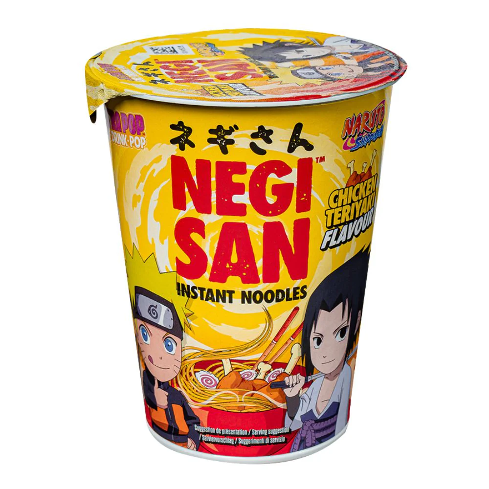 Naruto Ultra Pop Instant Noodles Chicken Teriyaki Flavour of Naruto and Sasuke, noodles al gusto di pollo da 65g
