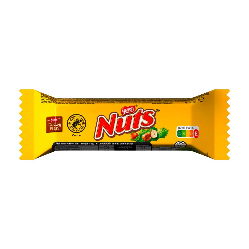 Nestlè Nuts, barretta al cioccolato ripiena di crema alle nocciole da 42g