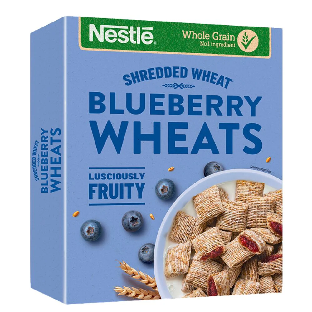 Nestlè Shredded Wheat Fruity Blueberry Wheats, cereali integrali ripieni di crema ai mirtilli da 450g