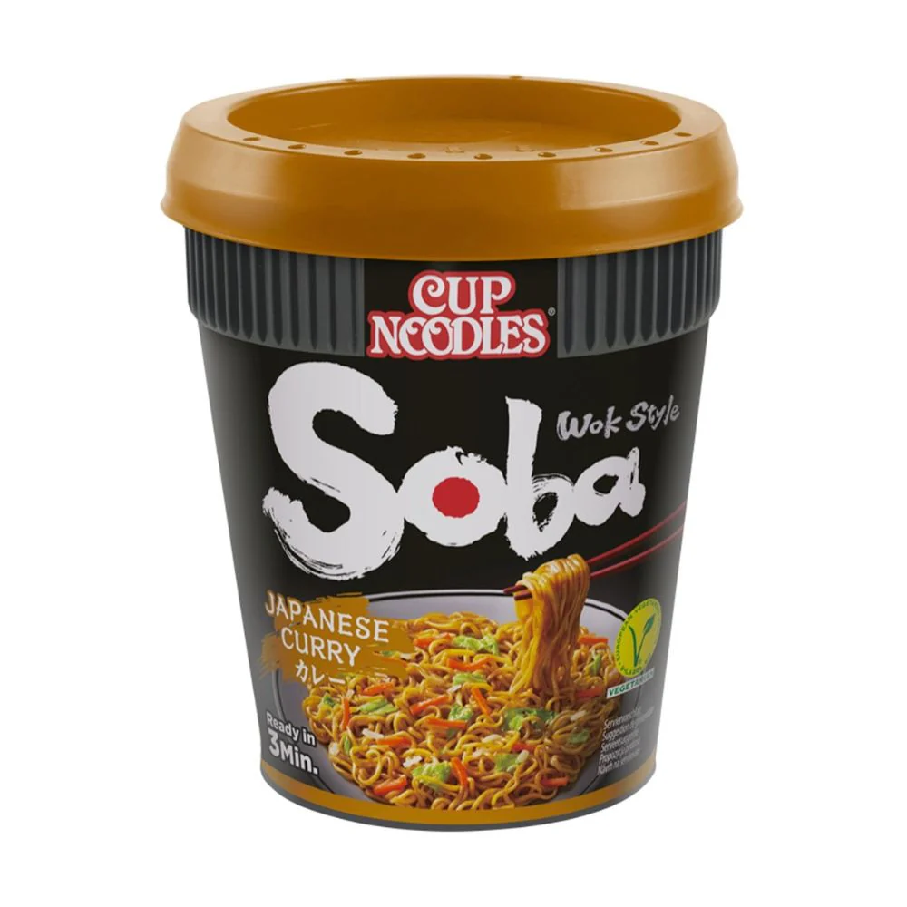 Nissin Noodles Soba Japanese Curry, noodles con salsa al curry giapponese da 90g