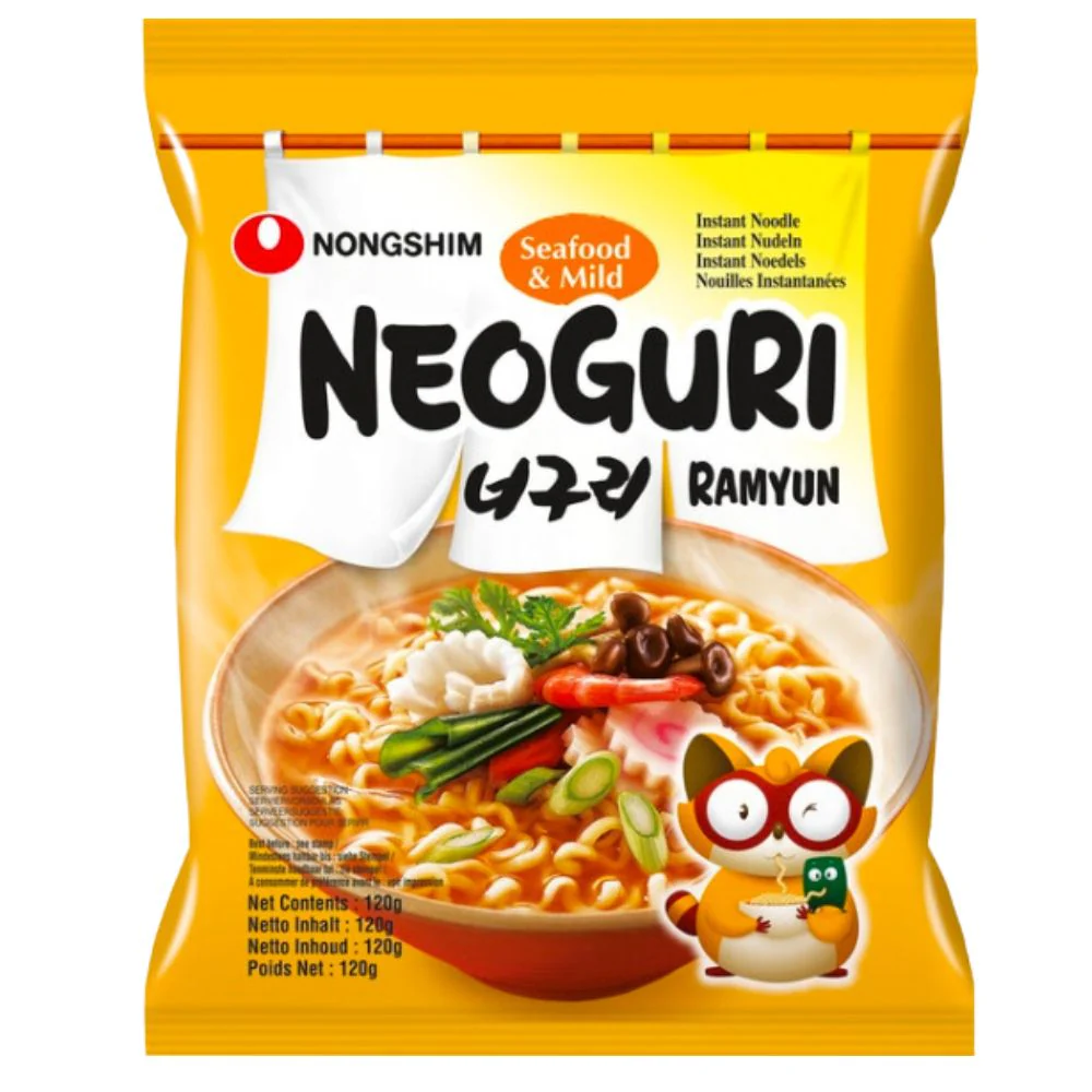 Nongshim Neoguri Ramyun Seafood & Mild Noodles, noodles al gusto di frutti di mare da 120g