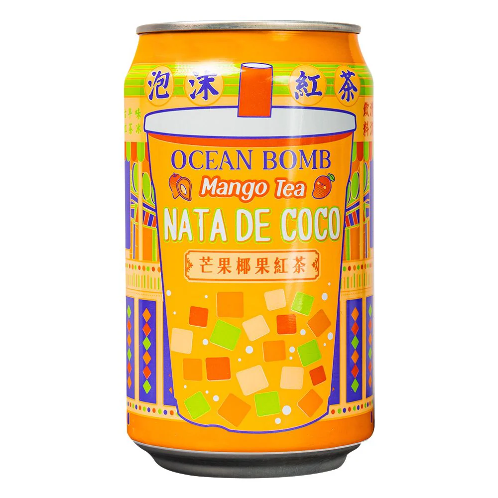 Ocean Bomb Mango Tea With Nata De Coco, bevanda di tè nero con nata de cocco aromatizzata al gusto di mango da 315ml